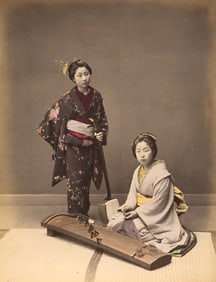 Two Geisha with Koto & Shamishen. c1885