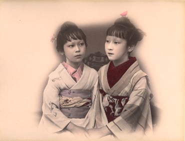 Two Young Apprentice Geishas. c1880