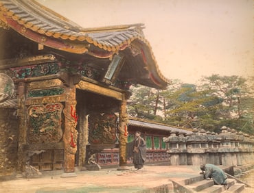 Elaborate Tamagaki, Shrine Gates. c1880