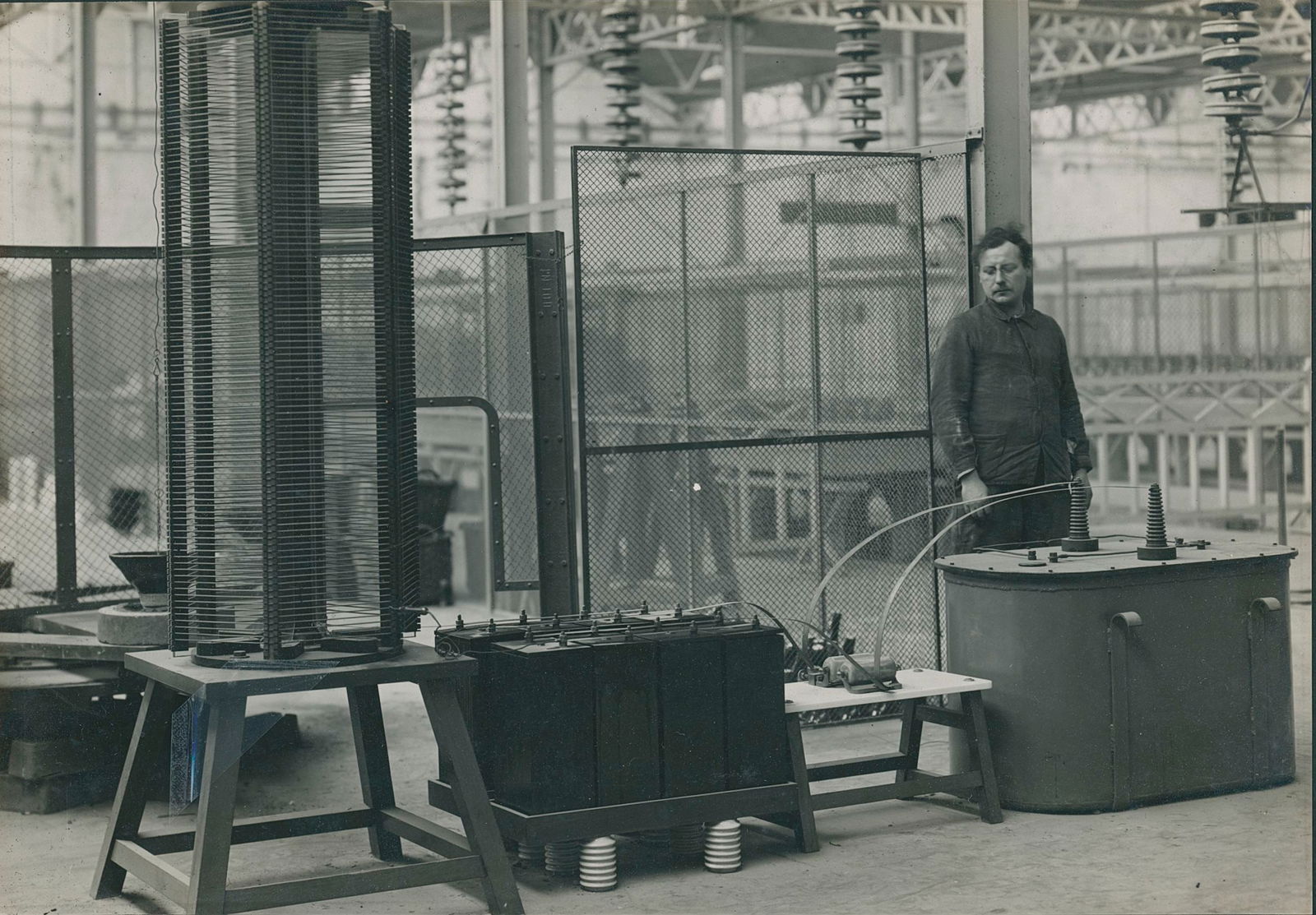 INDUSTRIAL.  Testing High Voltage Ceramic Insulators. C1950 (1 of 1)