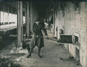 INDUSTRIAL. Woman Stoking Nitric Acid Stills WW!. C1915