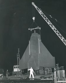 SPACE. Space Shuttle being unloaded at Moffat Field, California. C1954
