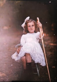 AUTOCHROME. Young girl in a lace dress. C1911