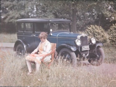 AUTOCHROME. A Day in the Country with the new automobile. c1910