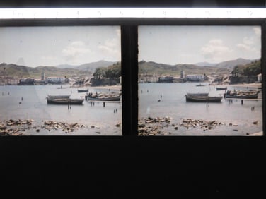 AUTOCHROME. Stereo view of boats. c1910