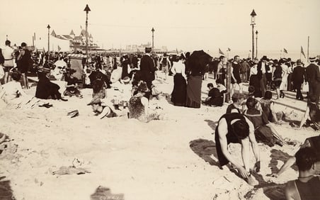 BEACHES. View of the Beach at Coney Island, c1895
