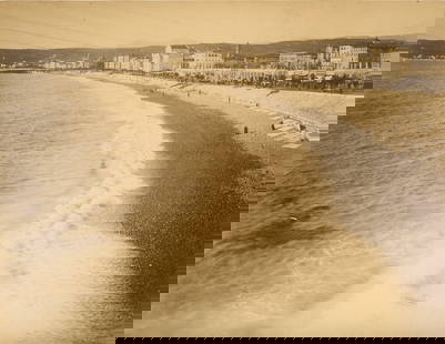 BEACHES. La Plage, Nice. C1875: La Plage, Nice. C1875. Good contrast and tonality. Photographer unidentified. 8.25 x 10.625 in.