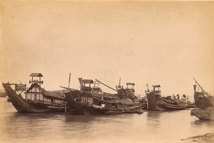 BURMA. Paddy Boats on the Irrwaddy. C1875