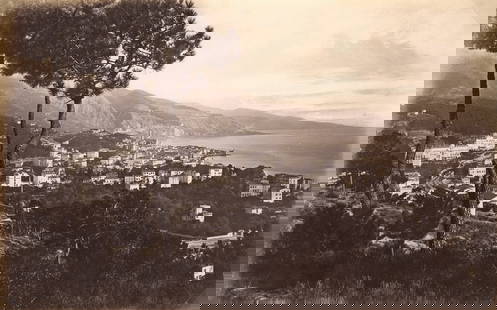 FRANCE. Panorama of Menton. C1880: Panorama of Menton, Cote d'Azur, France. The Menton area has been inhabited since the Paleolithic era, and is the site of finds of early modern humans; Neanderthals and Cro-Magnons. In Roman times, th