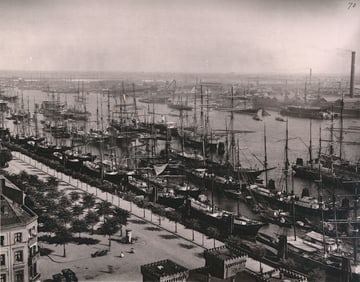 GERMANY. View on River Elbe and the Port of Hamburg. C1880