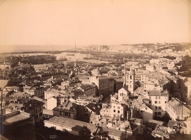 ITALY. Panorama of Genoa. C1880