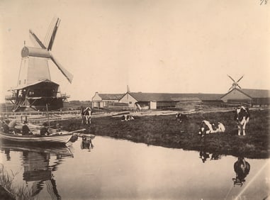 NETHERLANDS. Holland Landscape and Windmills. C1880