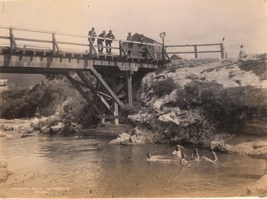 NEW ZEALAND. Maori Children diving for pennies. C1875