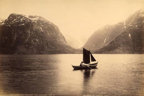 NORWAY. Folgefonde Glacier from Maranger Fjord, Hardanger. C1880: Folgefonde Glacier from Maranger Fjord, Hardanger. C1880. Good contrast and tonality. Photographer: James Valentine. 7.5 x 11.25 in. 19 x 28.5 cm