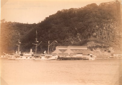 SAMOA. Pago, Pago, Samoa. U.S. warship USS Adams at berth, Naval Base. C1900