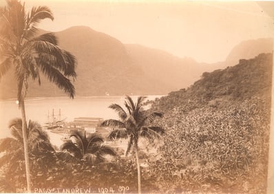 SAMOA. Pago, Pago, Samoa. Warship at Naval Base, c1900