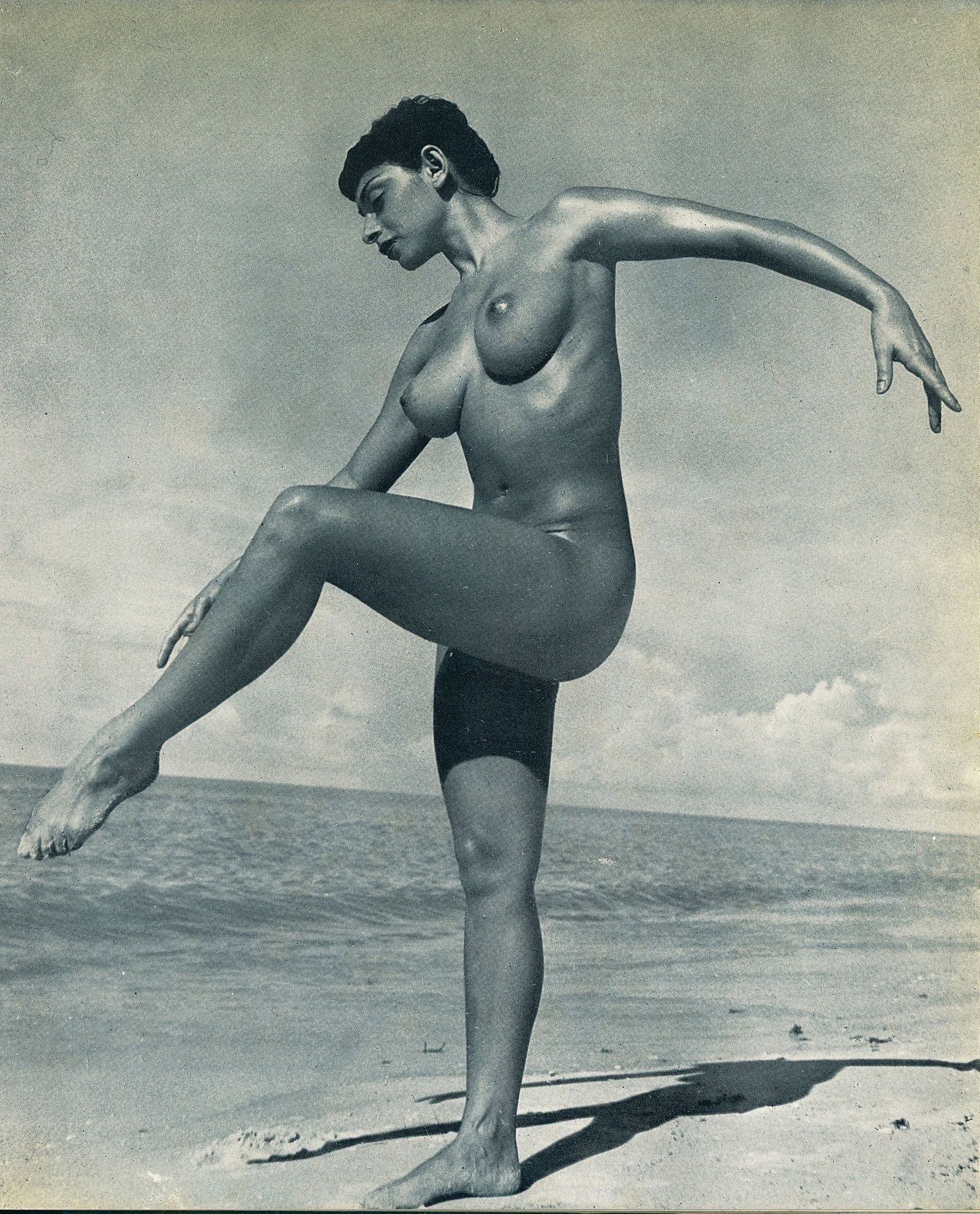 Nude by Andre Dienes. C1952: Nude by Andre de Dienes. (1913 - 1985). American-Hungarian photographer famous for nude photography and photographs of a young Marilyn Monroe. 9.5 x 7.75 in. Reverse: 9.5 x 7.5 in.