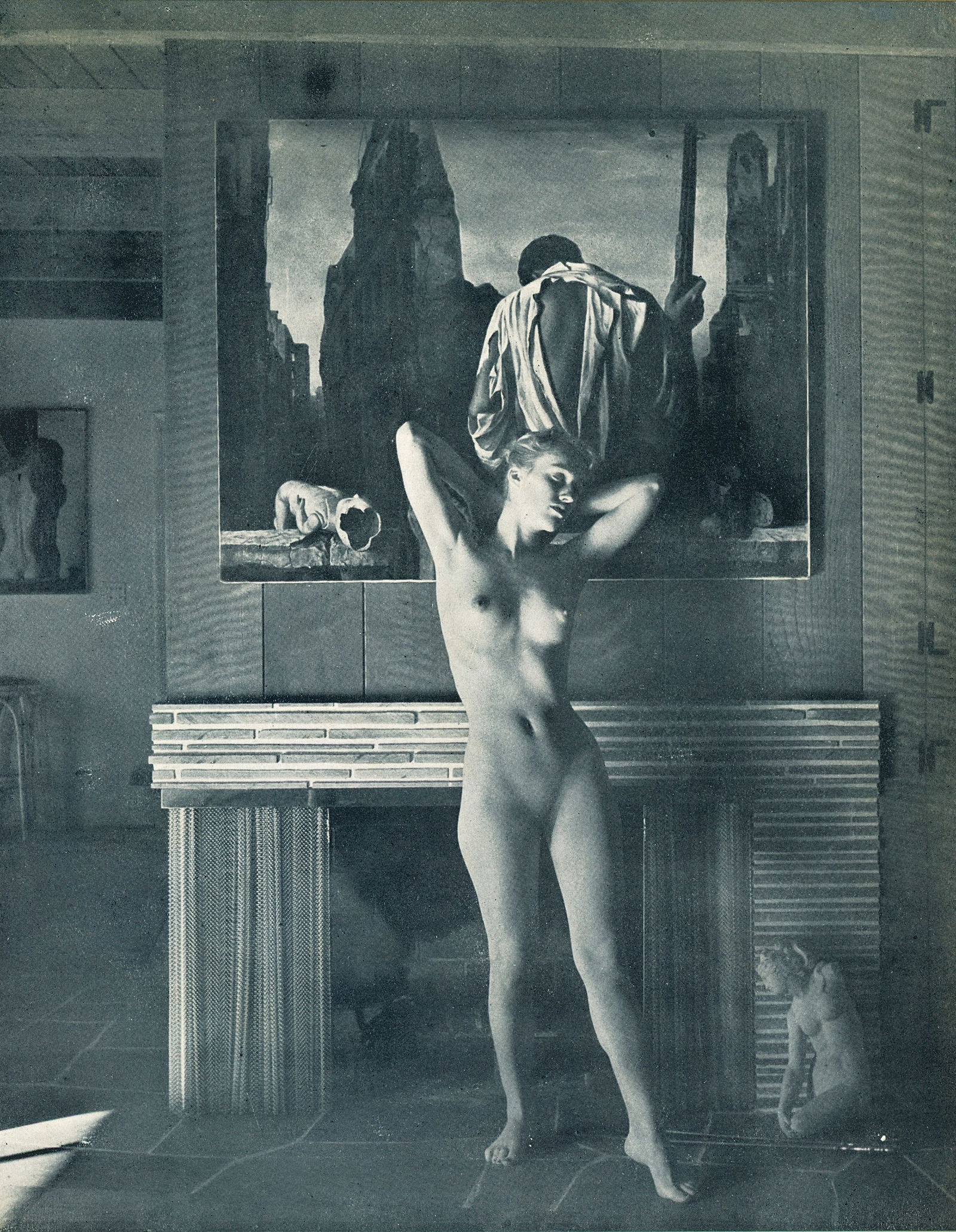 Nude by Andre Dienes. C1952: Nude by Andre de Dienes. (1913 - 1985). American-Hungarian photographer famous for nude photography and photographs of a young Marilyn Monroe. 9.5 x 7.5 in. Reverse: 8.5 x 6.75 in.