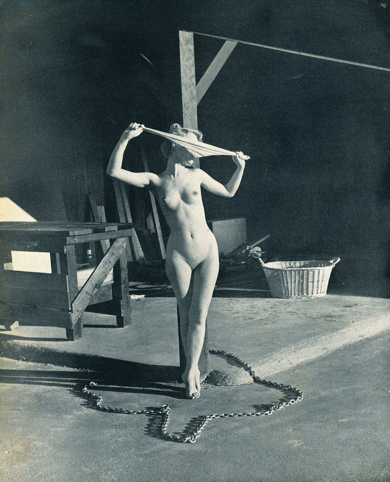Nude by Andre Dienes. C1952: Nude by Andre de Dienes. (1913 - 1985). American-Hungarian photographer famous for nude photography and photographs of a young Marilyn Monroe. 9.5 x 7.75 in. Reverse: 9.5 x 6.25 in.
