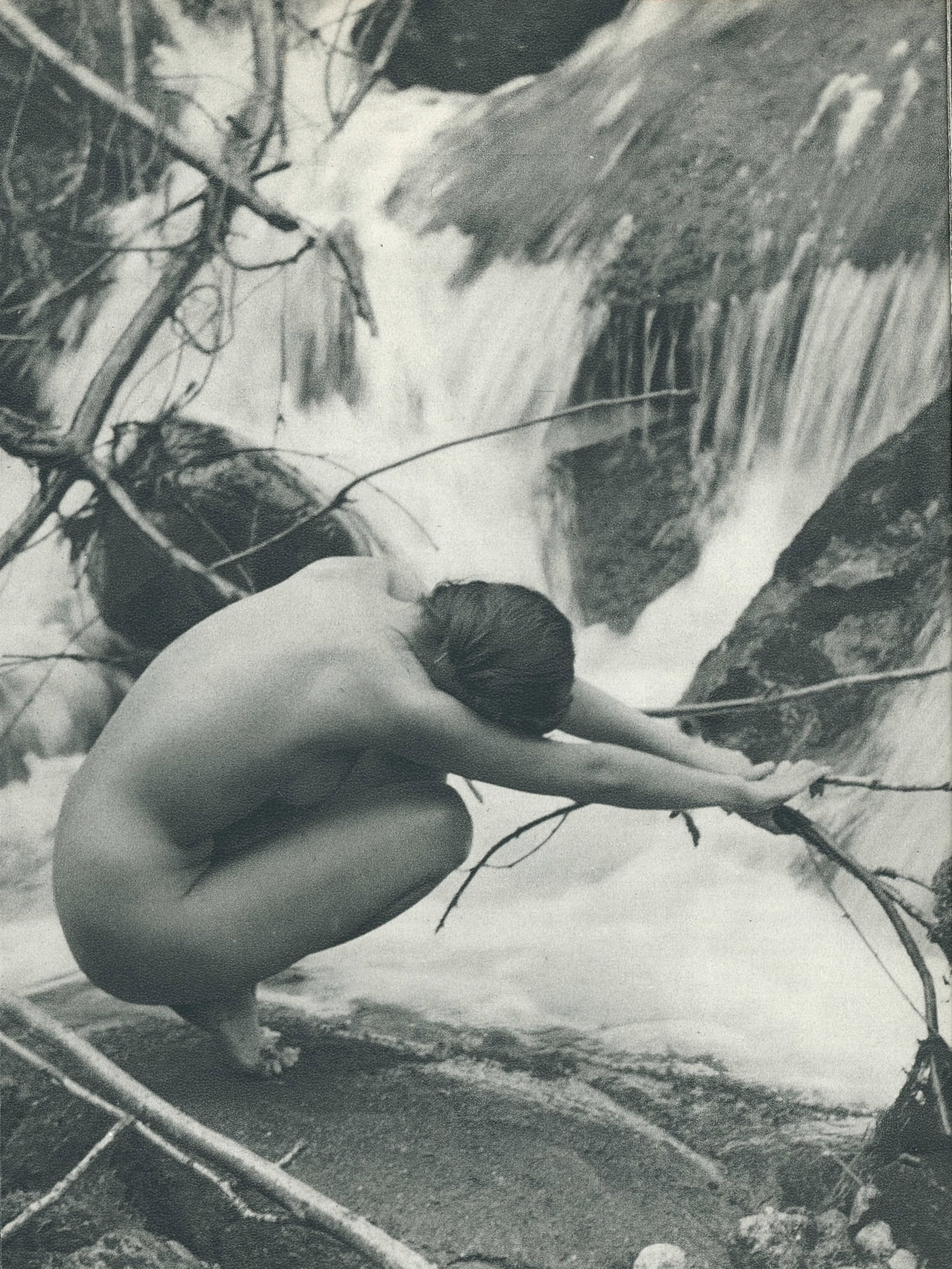 Japanese Nude by Masaya Nakamura. C1961: Japanese Nude by Masaya Nakamura. C1961. His career began with photographing actors and still photography for films. He went freelance in 1951 and increasingly focused on nudes. 7.375 x 5.5 in. Rev: 7
