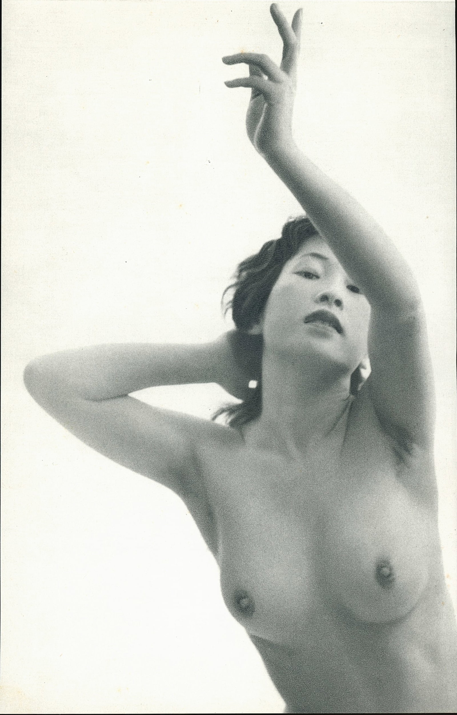 Japanese Nude by Masaya Nakamura. C1961: Japanese Nude by Masaya Nakamura. C1961. His career began with photographing actors and still photography for films. He went freelance in 1951 and increasingly focused on nudes. 8.5 x 5.5 in. Rev: 5.6
