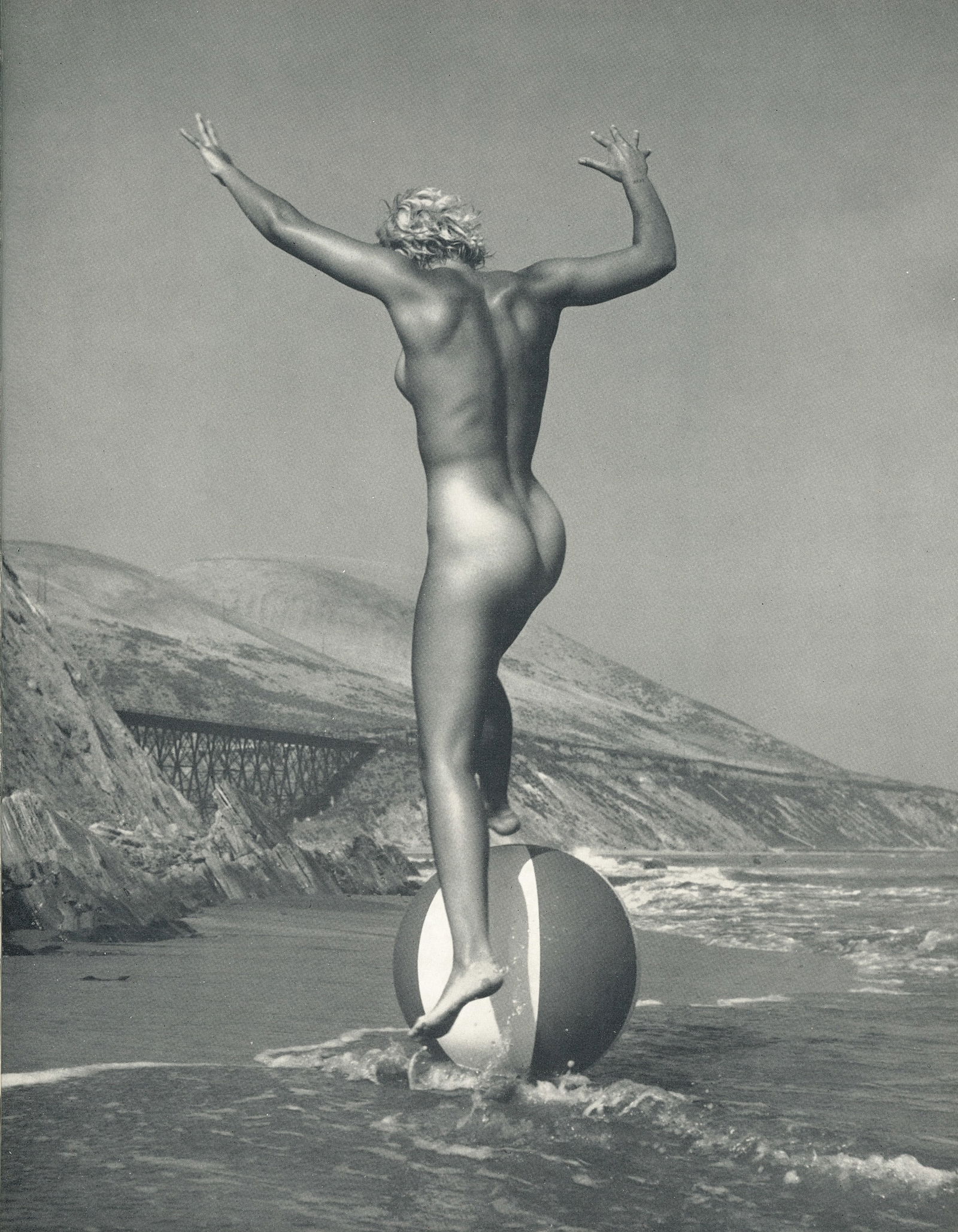 Nude by Andre de Dienes. C1958: Nude by Andre de Dienes. C1958. American-Hungarian photographer famous for nude photography and photographs of a young Marilyn Monroe. 10.75 x 8.25 in.