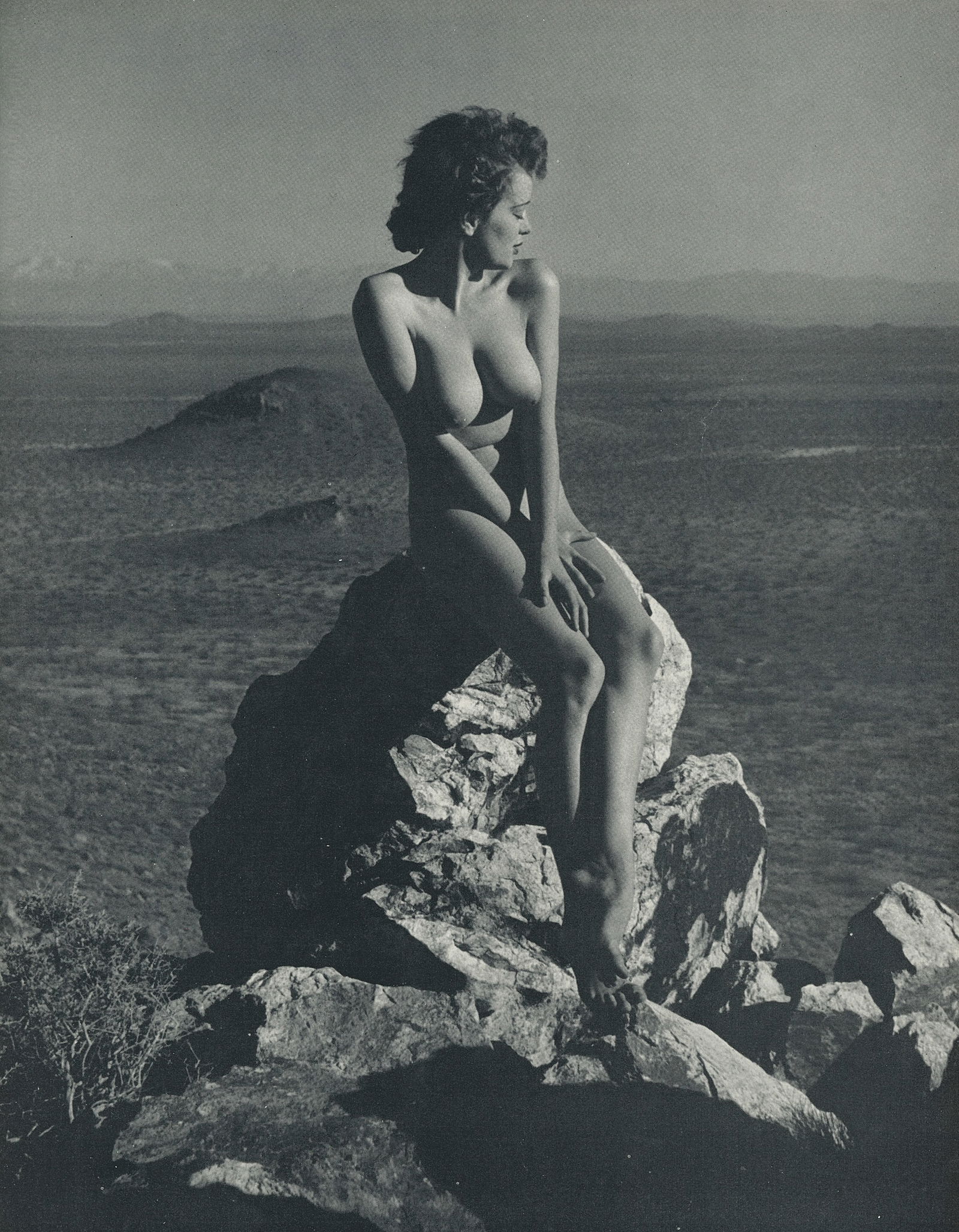 Nude by Andre de Dienes. C1958: Nude by Andre de Dienes. C1958. American-Hungarian photographer famous for nude photography and photographs of a young Marilyn Monroe. 10.75 x 8.25 in. Reverse: 10.75 x 8.25 in.