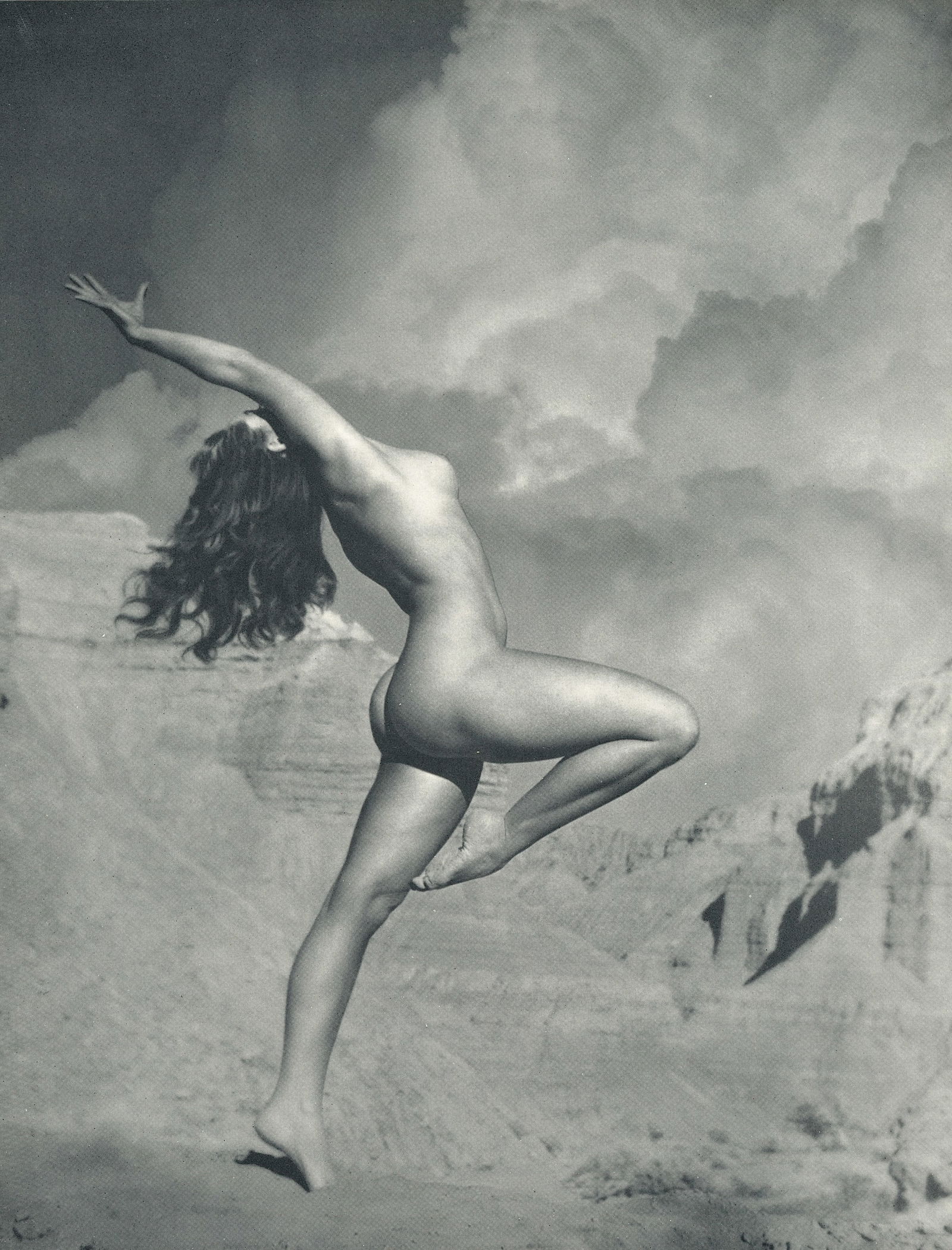 Nude by Andre de Dienes. C1958: Nude by Andre de Dienes. C1958. American-Hungarian photographer famous for nude photography and photographs of a young Marilyn Monroe. 10.75 x 8.25 in. Reverse: 10.75 x 8.25 in.