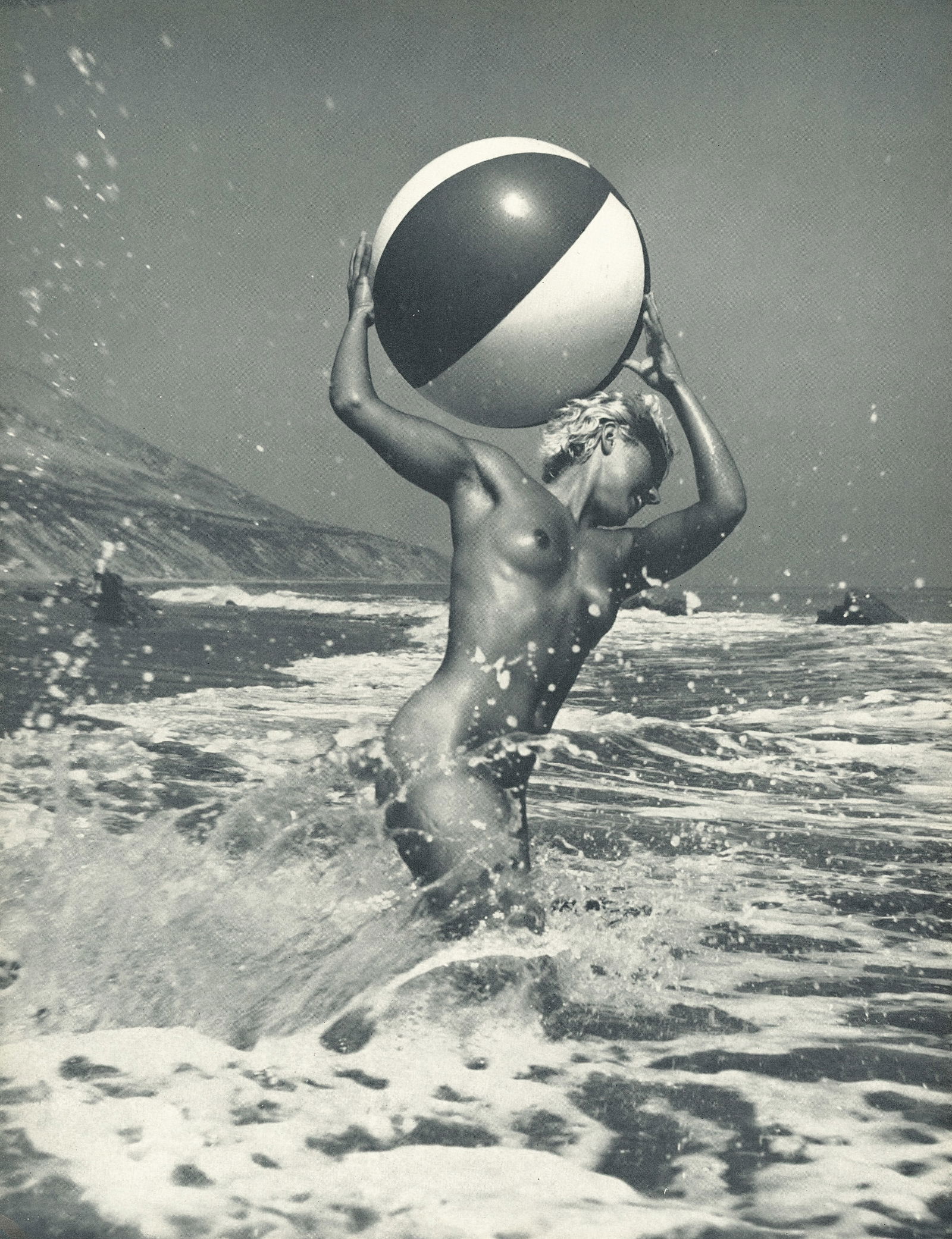 Nude by Andre de Dienes. C1958: Nude by Andre de Dienes. C1958. American-Hungarian photographer famous for nude photography and photographs of a young Marilyn Monroe. 10.75 x 8.25 in. Reverse: 10.75 x 8.25 in.