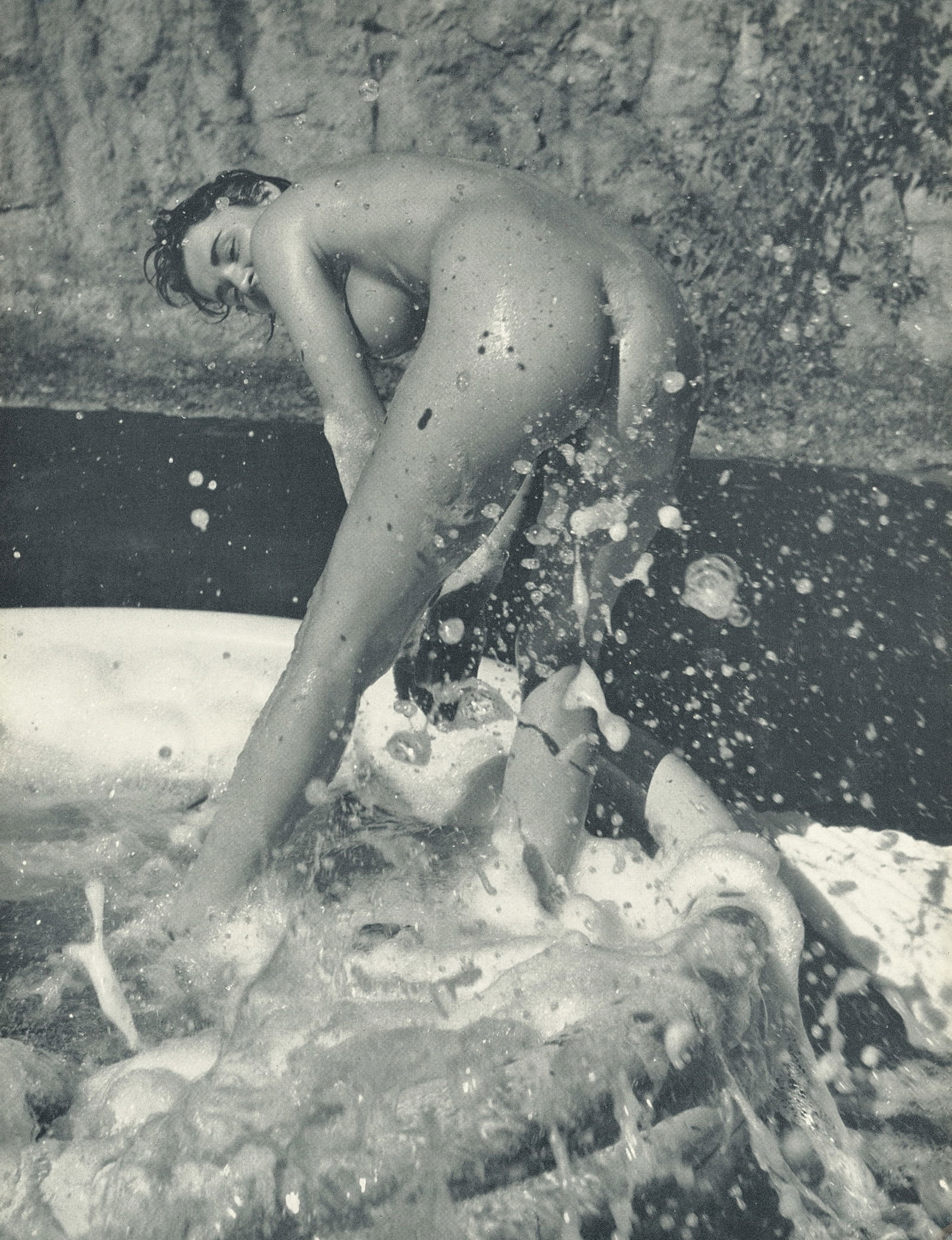 Nude by Andre de Dienes. C1958: Nude by Andre de Dienes. C1958. American-Hungarian photographer famous for nude photography and photographs of a young Marilyn Monroe. 10.75 x 8.25 in. Reverse: 10.75 x 8.25 in.