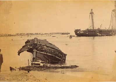 SAMOA. Shipwrecked bow of Eber after the Hurricane, Samoa 1889