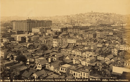 U.S.A. San Francisco looking toward Palace Hotel and Nob Hill. C1880.