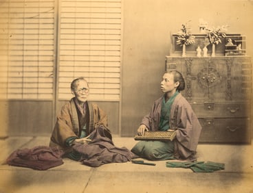 JAPAN. Cloth Merchant and Assistant, c1875