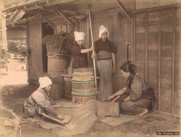 JAPAN. Thrashing Rice. c1880