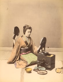 JAPAN. Geisha looking at her Mirror. c1885