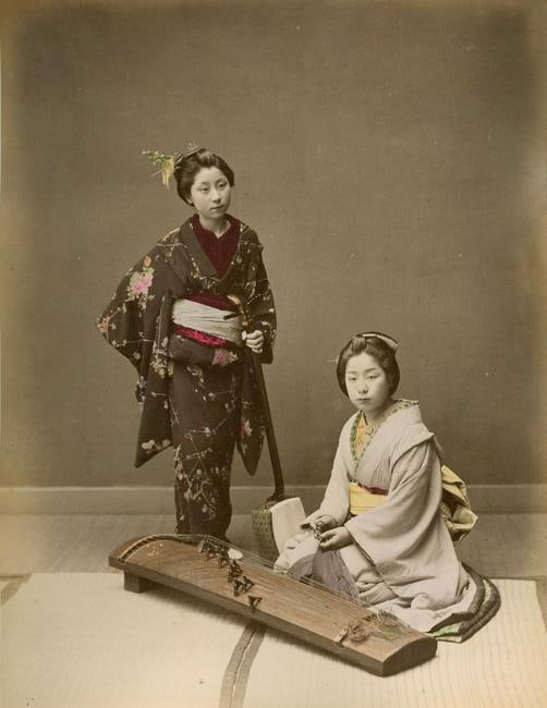 JAPAN. Two Geisha with Koto & Shamishen, Japan. c1885 (1 of 1)