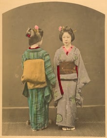 JAPAN. Geisha Showing off Kimonos, c1870