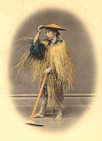 JAPAN. Farmer in Straw Raincoat. c1865