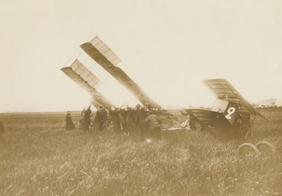 AERONAUTICAL. Mr. Van Borrn's Farman Biplane Crashes. C1910