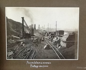 ALBUM. Construction of mineral and coal batteries in Ougree, Belgium. C1924