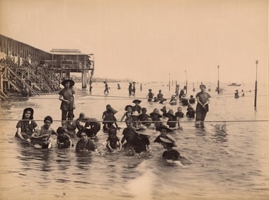 BEACHES. Bathing At the Lido, Venice. C1880