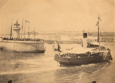 ENGLAND. Padddle Steamer arriving at Plymouth, Devon. C1890.