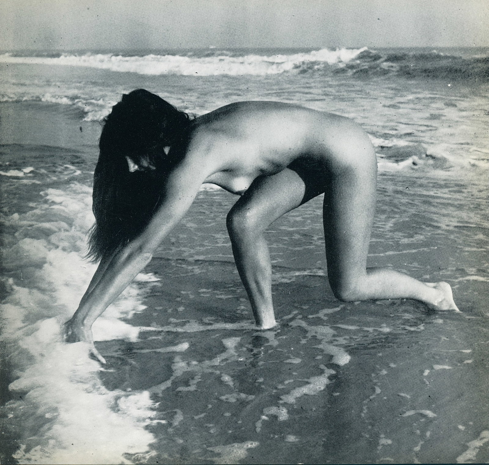 Nude by Andre de Dienes. C1958: Nude by André de Dienes. C1958. American-Hungarian photographer famous for nude photography and photographs of a young Marilyn Monroe. 7.5 x 7.75 in. Reverse: 7.5 x 6.375 in.
