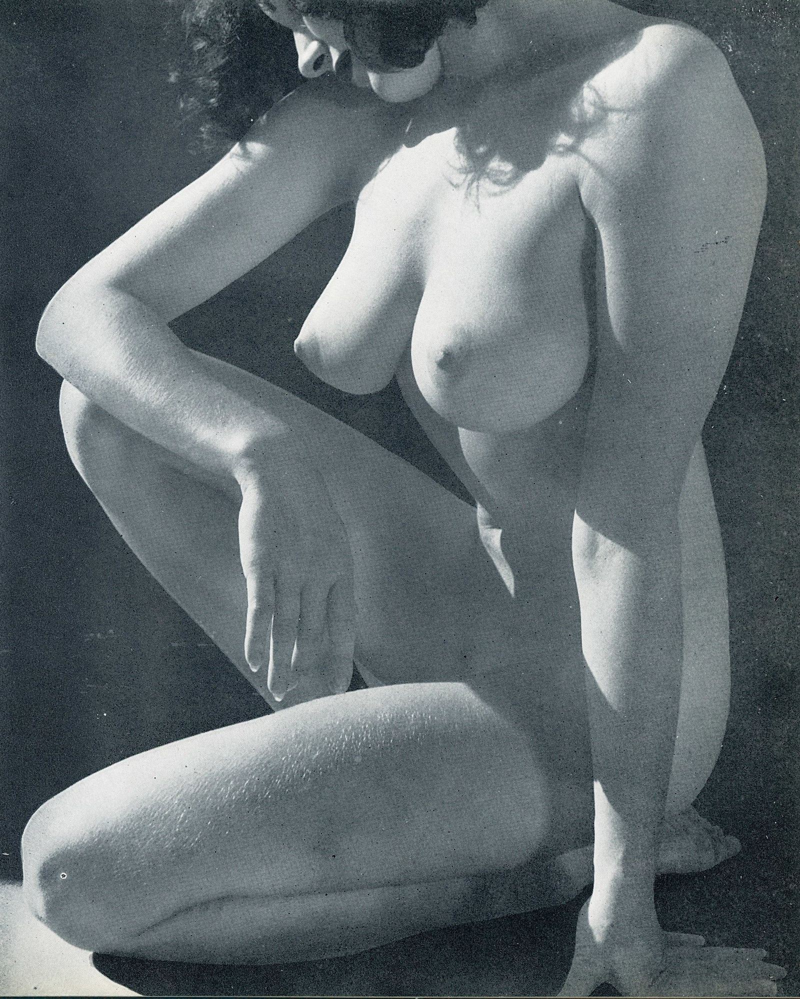 Nude by Andre de Dienes. C1958: Nude by André de Dienes. C1958. American-Hungarian photographer famous for nude photography and photographs of a young Marilyn Monroe. 7.5 x 7.75 in. Reverse: 7.5 x 6.125 in.