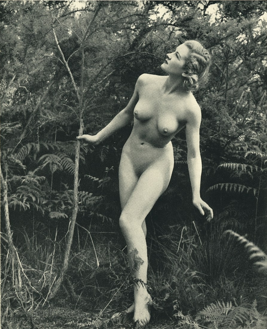 Nude by Roye. C1938: Horace Narbeth (1906 – 2002), known professionally as Roye, was a British photographer. Roye's photograph Tomorrow's Crucifixion, depicting a nude model wearing a gas mask while pinned to a crucifix