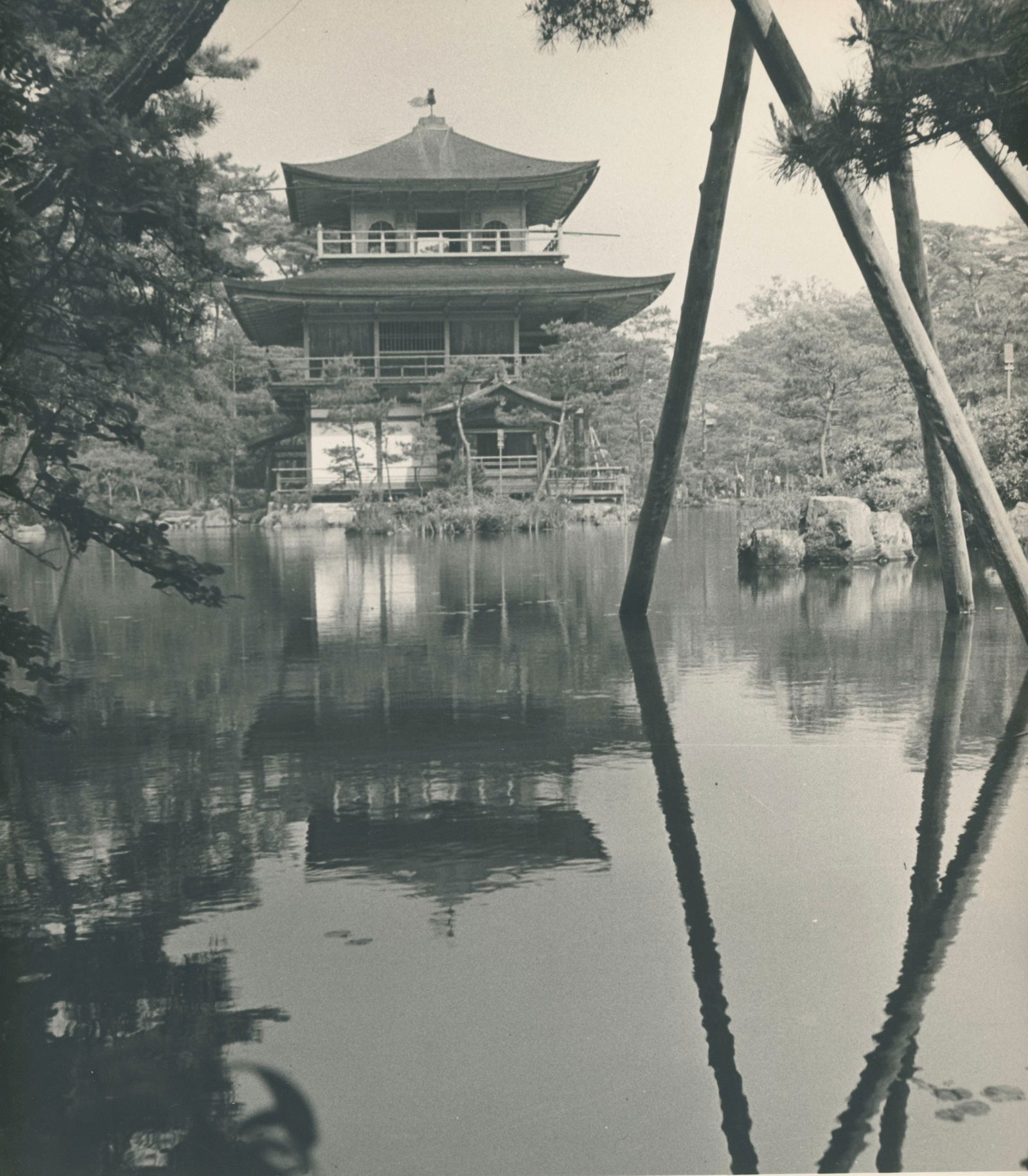 Kinkakuji Temple, Kyoto. c1940: Kinkakuji Temple, Kyoto. C1940. Very Good contrast and tonality. Photographer: Francis Haar. 9.625 x 9.5 in.