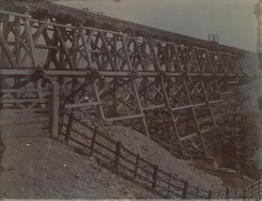 Construction of a Tressle Railway Bridge, c1903