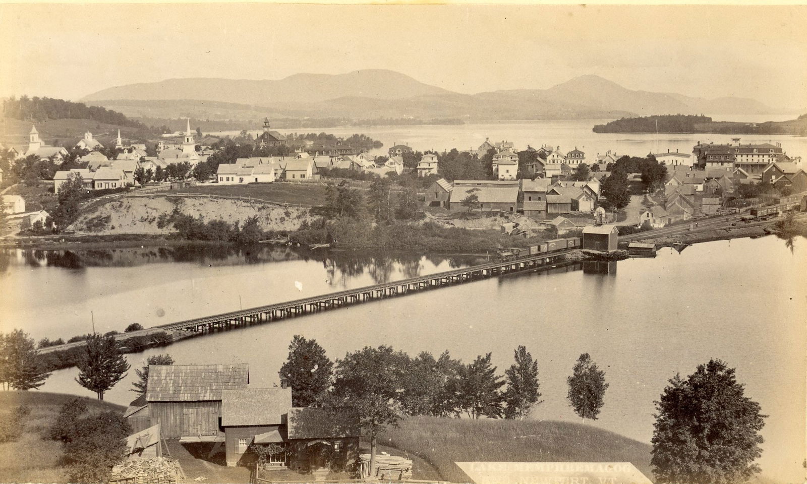 Lake Memphramagog, Canada. C1880: Lake Memphramagog, Canada. C1880. Good cointrast and tonality. Unknown photographer 4.25 x 7 in. 11.5 x 18 cm. 4