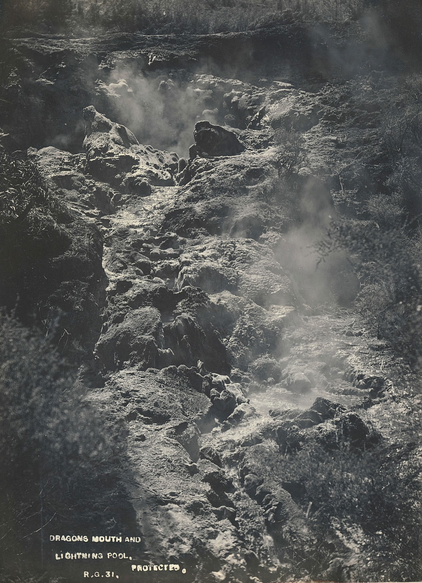 Dragon's Mouth Geyser, Wairakei Valley. NZ. c1931 (1 of 3)
