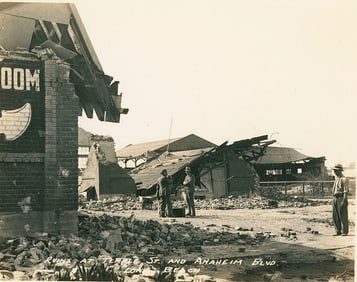 Ruins at Temple St. and Anaheim Blvd, Long Beach Earthquake. c1933